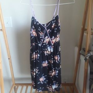 Black floral sundress with lilac accents